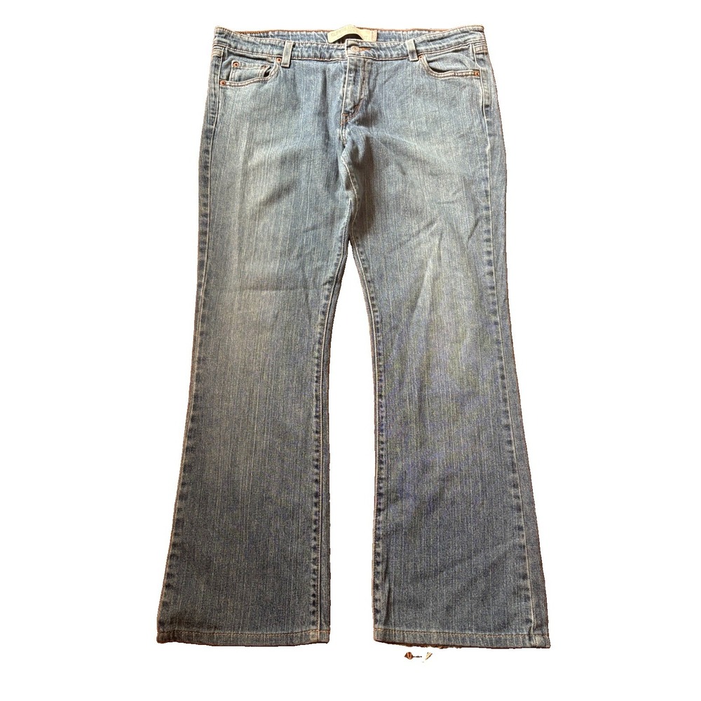 Vintage Levi's 518 Jeans Womens 17 JR Superlow Boot Cut Dark Wash Stretch Y2K